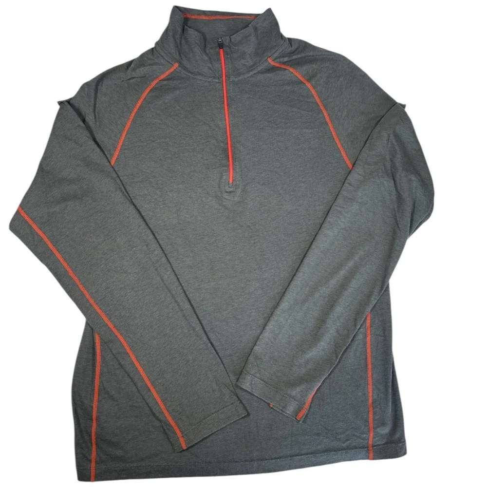 Cloudveil Performance 1/4 Zip Long Sleeve Pullover Men’s M Gray Orange Stitching
